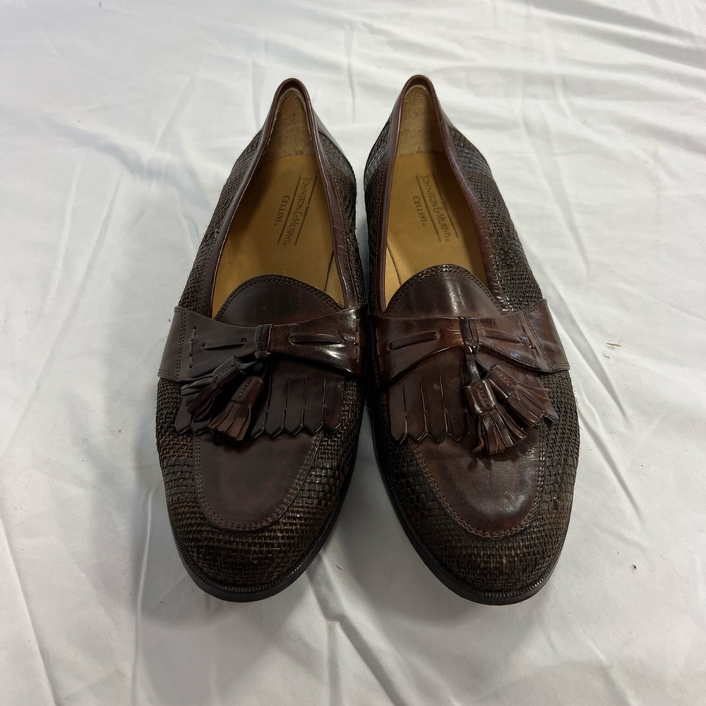 Johnston & Murphy Cellini Tassel Dress Loafers Brown Leather Mens Size 10.5 - Picture 4 of 7